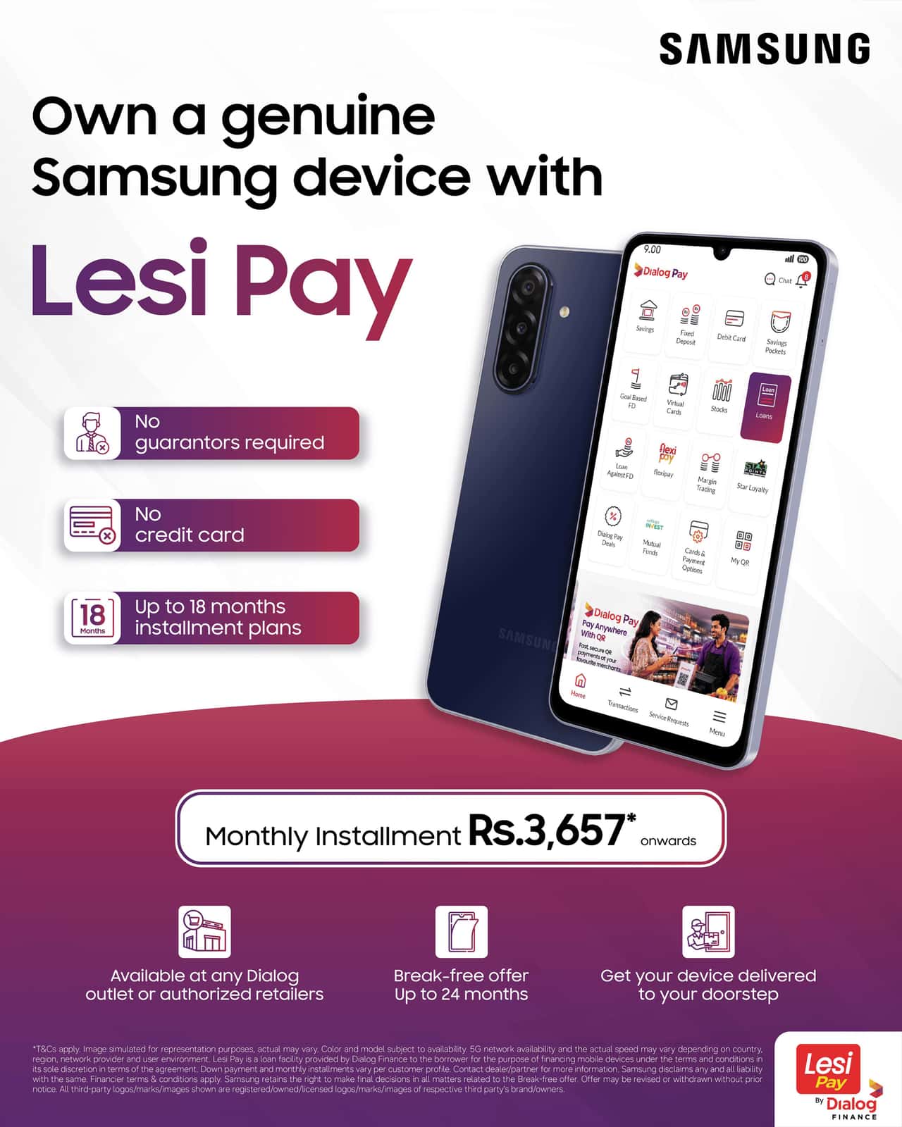 Samsung expands Lesi Pay by Dialog Finance easy payment facility to authorised outlets islandwide
