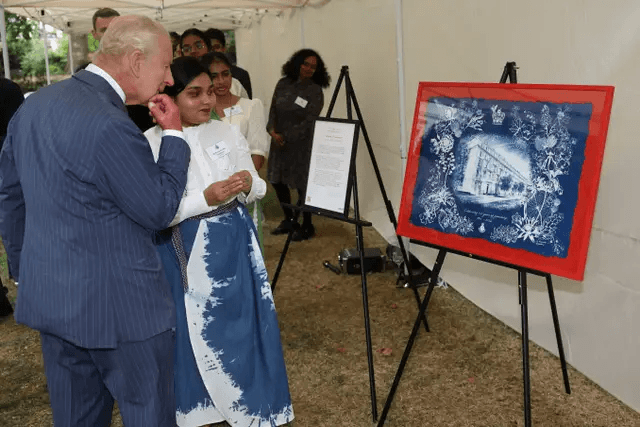 Sri Lankan artist presents Commonwealth cyanotype to King Charles III